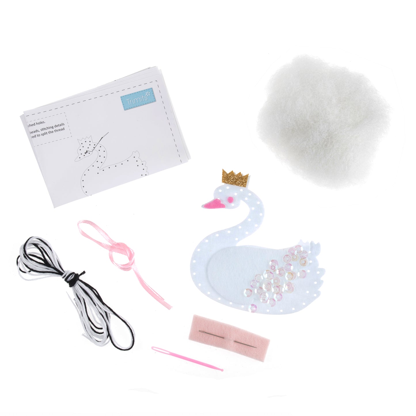 Felt Decoration Kit Christmas Swan with Crown