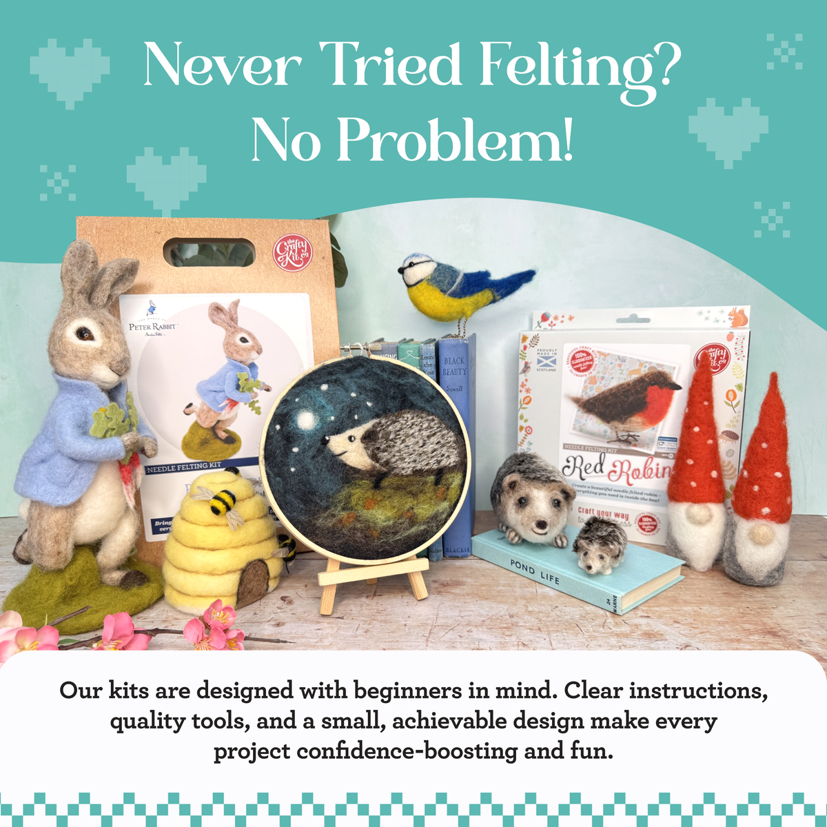 Hedgehog in a Hoop Needle Felting Craft Kit