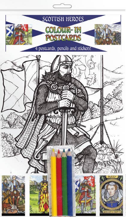 A5 Colour-in Postcards - Scottish Heroes