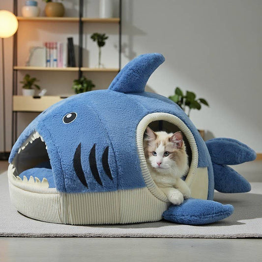 Cute Shark Pet Bed – Cozy Cat & Dog House