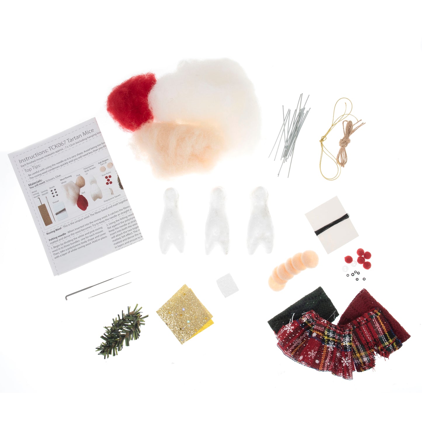 Mice Tartan Trio Christmas Needle Felting Kit