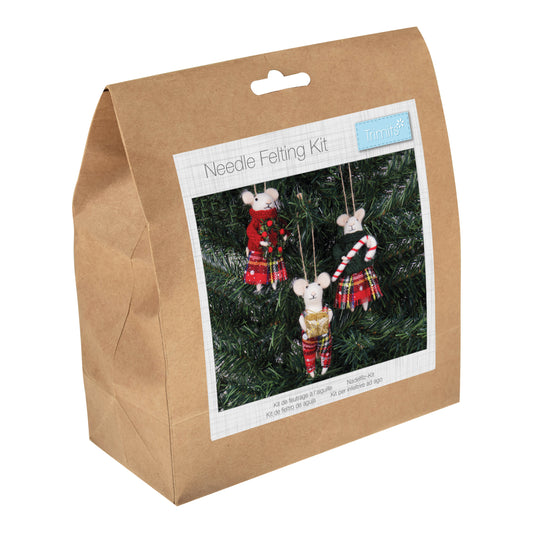 Mice Tartan Trio Christmas Needle Felting Kit