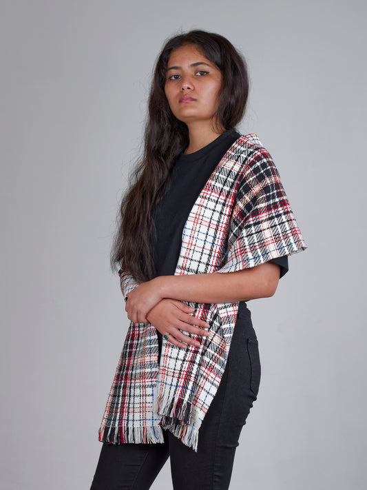 Anarchy Check Handwoven Cotton & Bamboo Scarf