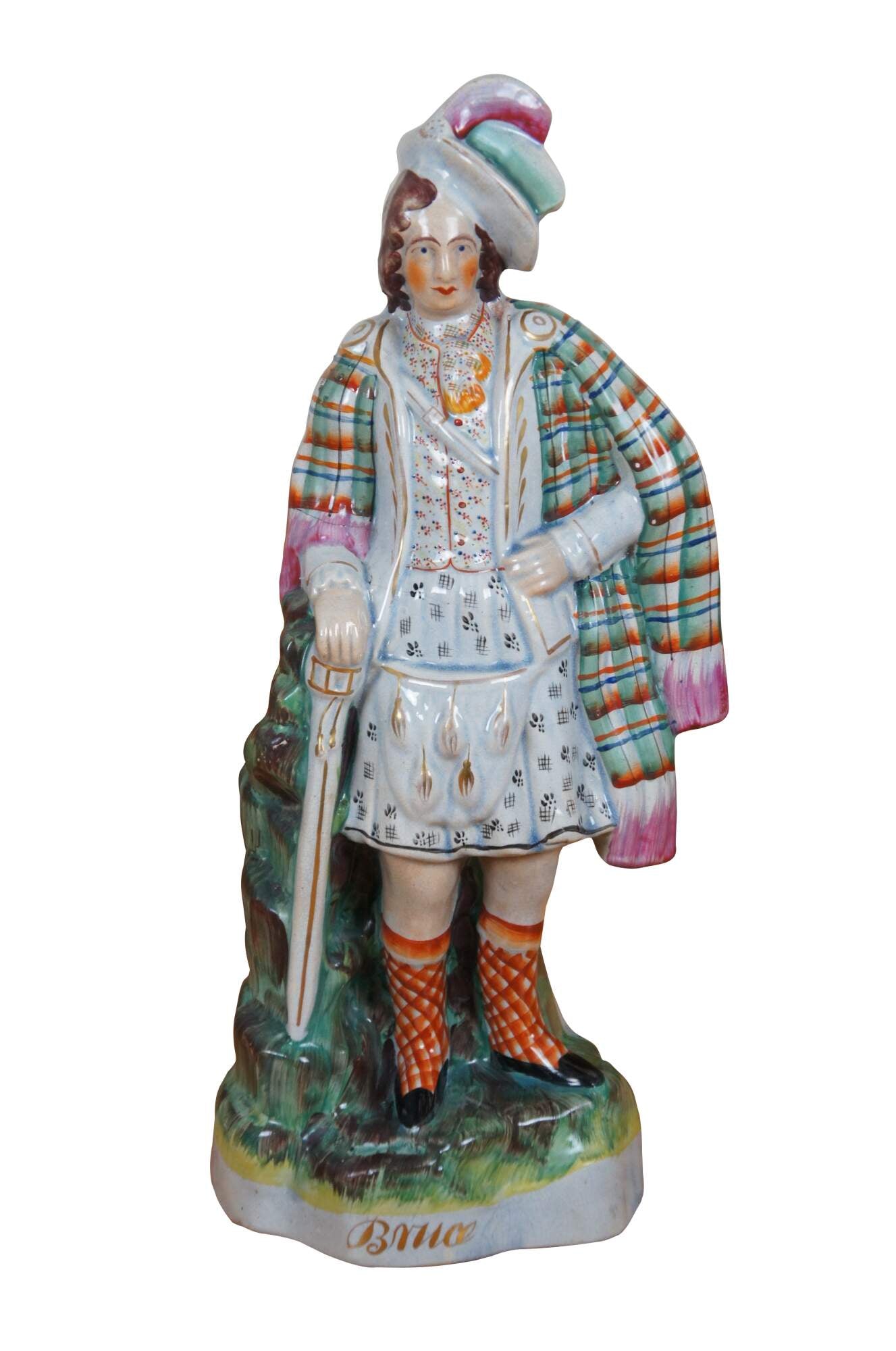 Antique Staffordshire Porcelain Robert the Bruce King of Scotland Figurine 15"