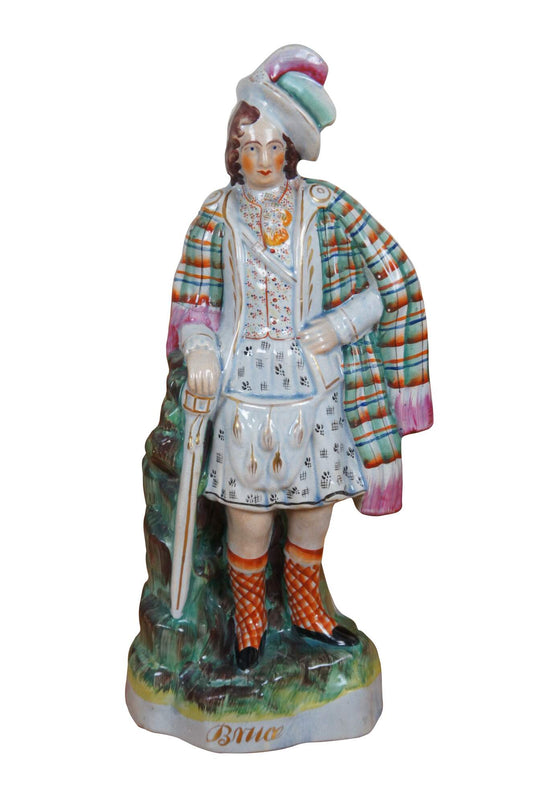 Antique Staffordshire Porcelain Robert the Bruce King of Scotland Figurine 15"
