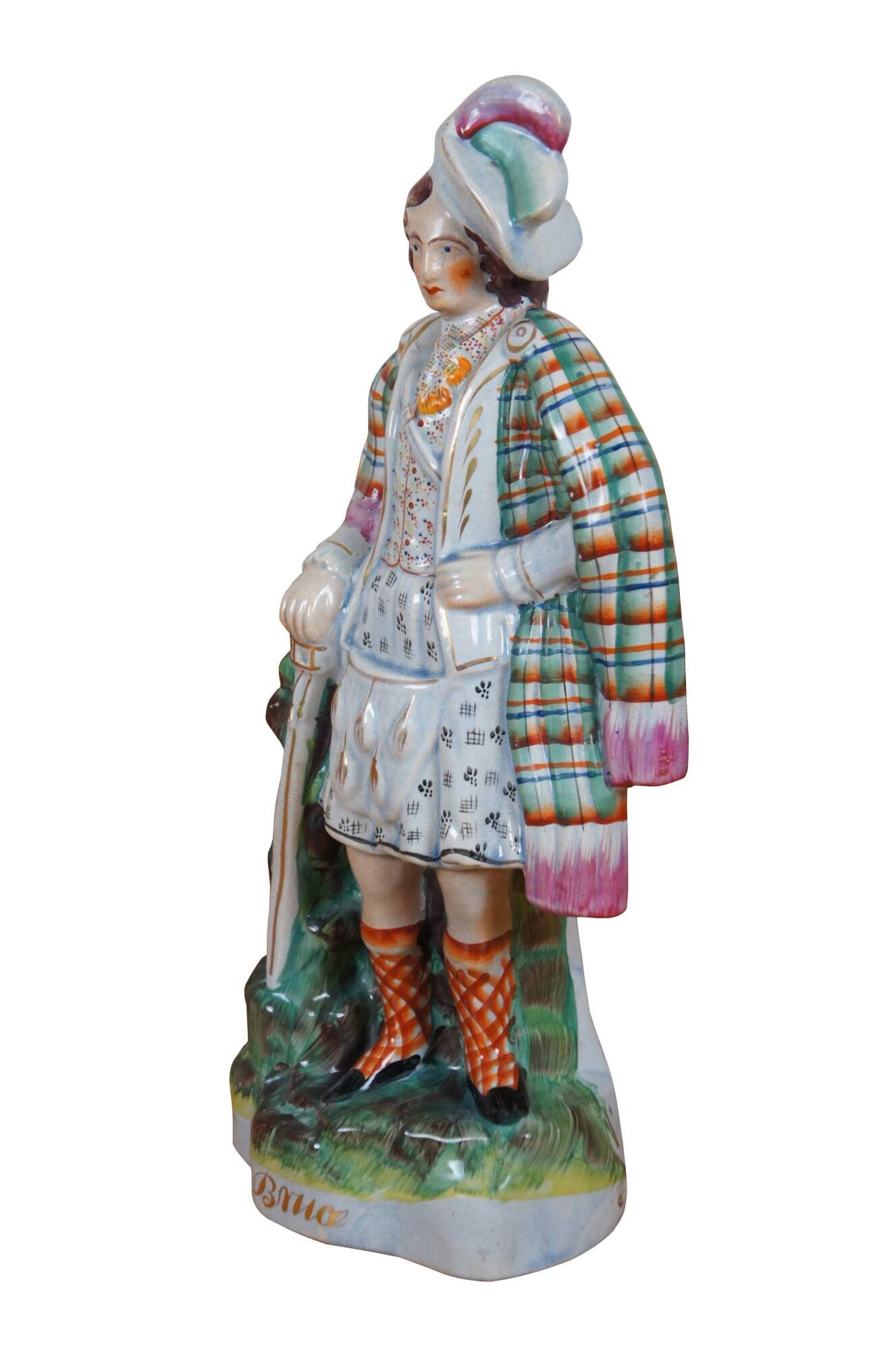 Antique Staffordshire Porcelain Robert the Bruce King of Scotland Figurine 15"