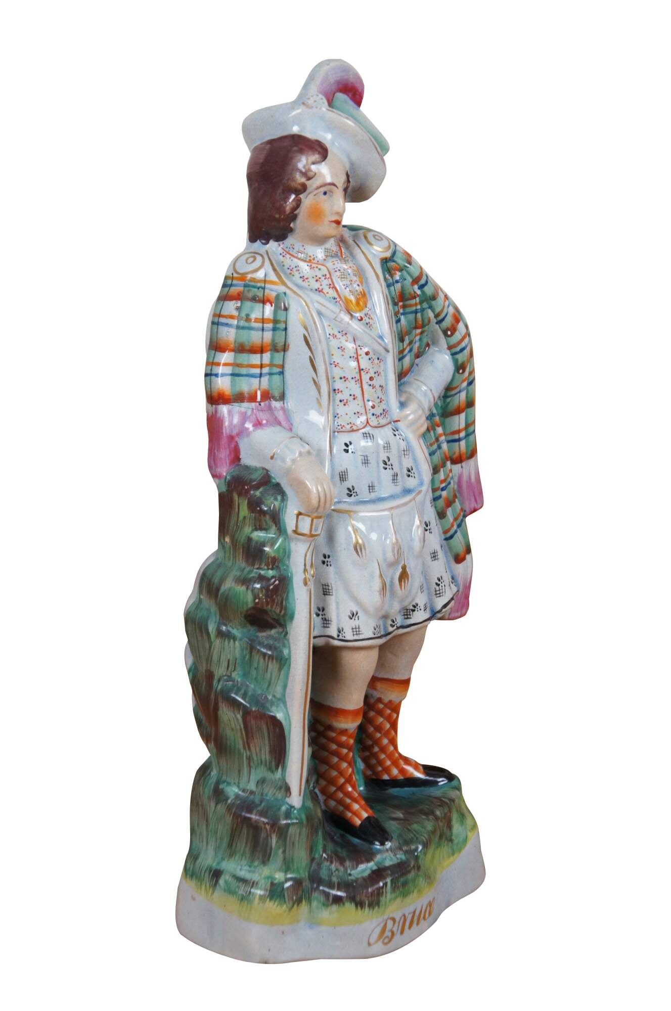 Antique Staffordshire Porcelain Robert the Bruce King of Scotland Figurine 15"