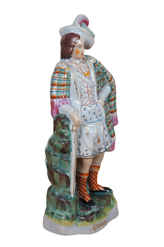 Antique Staffordshire Porcelain Robert the Bruce King of Scotland Figurine 15"